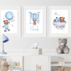 Personalised Baby Boy Nursery Wall Art Set of 3