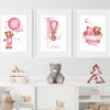 Personalised Baby Girl Nursery Wall Art Set of 3