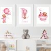 Personalised Baby Girl Nursery Wall Art Set of 3