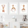 Set Of 3 Giraffe Nursery Prints