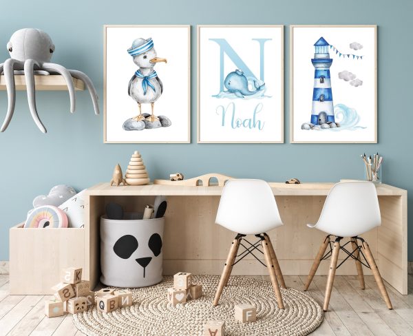 Nautical Nursery Prints Set of 3