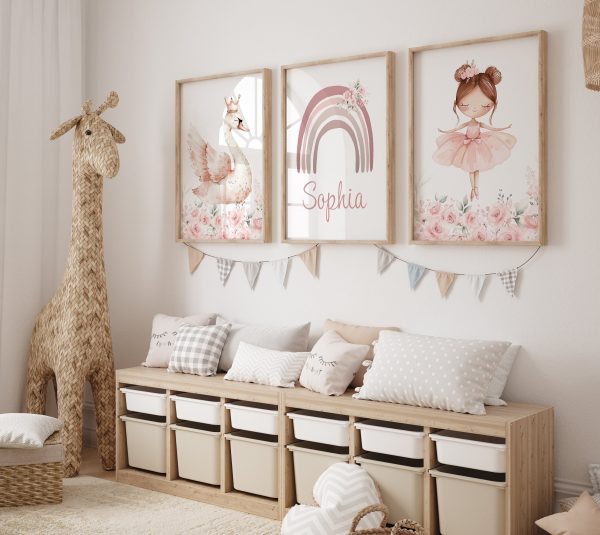 Personalised Ballet Prints for Girls Set Of 3