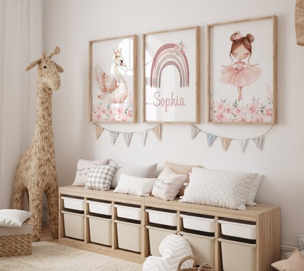 Personalised Ballet Prints for Girls Set Of 3