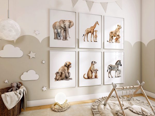 Jungle Animal Nursery Decor Wall Art Prints