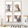 Set Of 4 Safari Animal Prints For Nursery