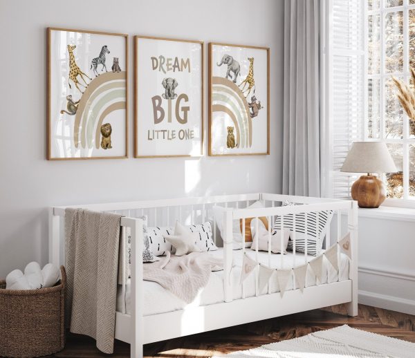 Safari Rainbow Nursery Poster Set