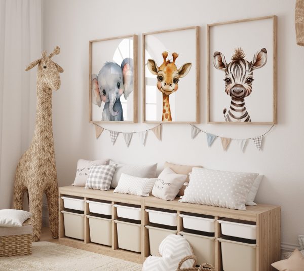 Safari Animals Nursery Prints Set Of 3
