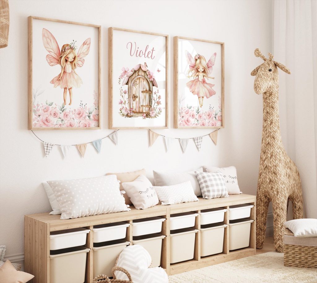 Personalised Fairy Print Girls Room, Nursery Decor Girl, Pink Wall Art ...
